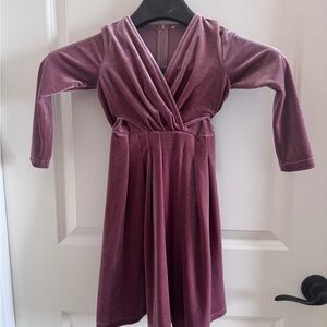 Ivy City Co Velvet Mini Rylee Dress in Blush (Kids)